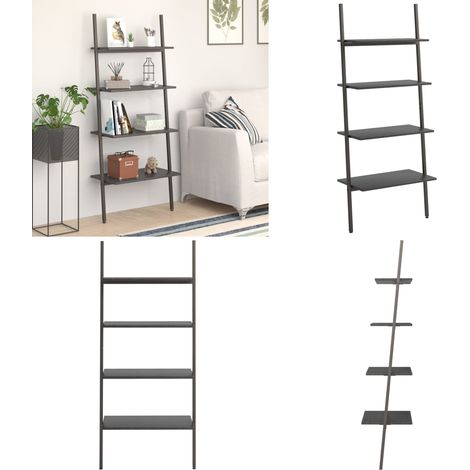 Leiterregal mit 4 Böden Schwarz 64x34x150,5 cm - Bücherregal - Wandregal - Stehleiterregal - Aufbewahrung - Dekoration - Home & Living
