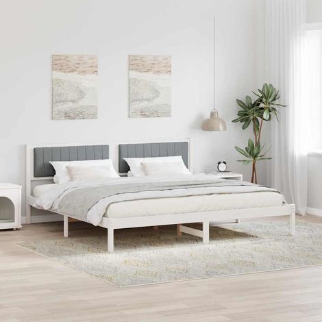 vidaXL Bettrahmen Hellgrau 200 x 200 cm Massives Kiefernholz (1/5)