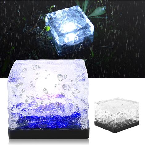Carrelage solaire LED carré à motif floral encastrable, brique lumineuse solaire à motif floral, éclairage de cour étanche, lumière bleue, IP68 (1/5)