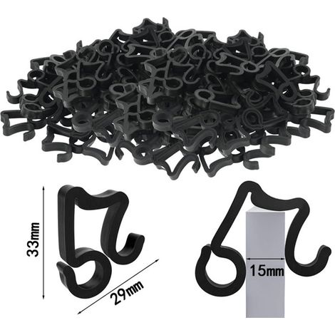 Ortviai Crochets pour Guirlandes Lumineuses Extérieures – 100 Pièces, Fixation Visée, Plastique Résistant, Noir