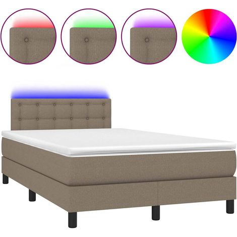 Maison Exclusive - Sommier Ă lattes de lit avec matelas LED Taupe 120x200 cm Tissu (1/5)