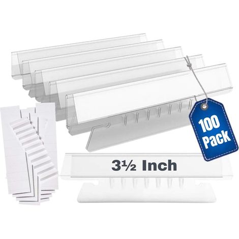 Tablier De Classeur Suspendu - En PVC Transparent - 89 mm x 16 mm - Pour Classeurs Suspendus Standard - 100 Pièces