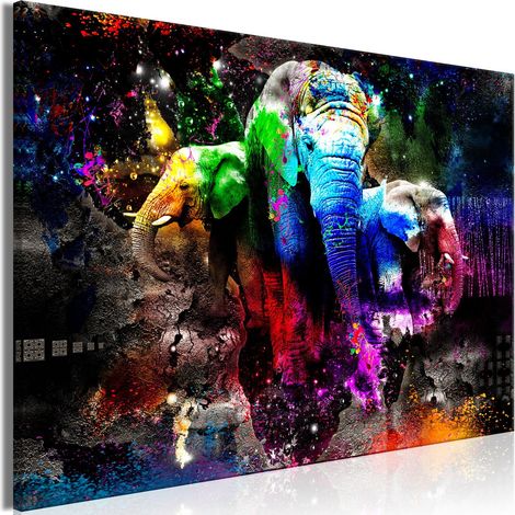 Tableau Colorful Elephants Wide - 60 x 40 cm (1/3)