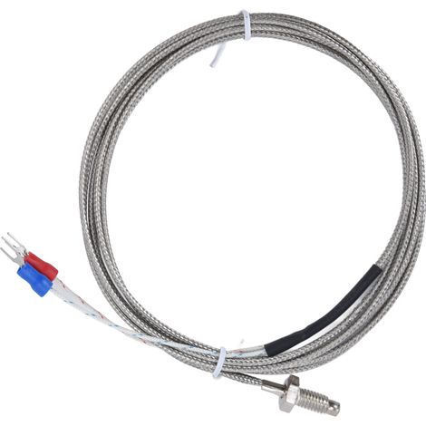 Thermoelement Typ K WRNT-01 Schraubsonde mit geerdetem, abgeschirmtem Draht, Temperatursensor 0-450°C, genaue Messung für industrielle Anwendungen. (1/5)