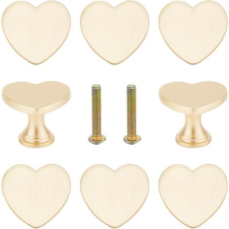8 pomos de aleación para cajones, tiradores en forma de corazón para armarios y cómodas metálicas, tiradores con tornillos, pomos dorados para muebles (1/5)