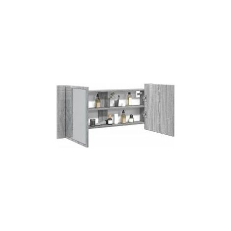 Armoire à miroir à LED de bain gris sonoma 100x12x45 (1/5)