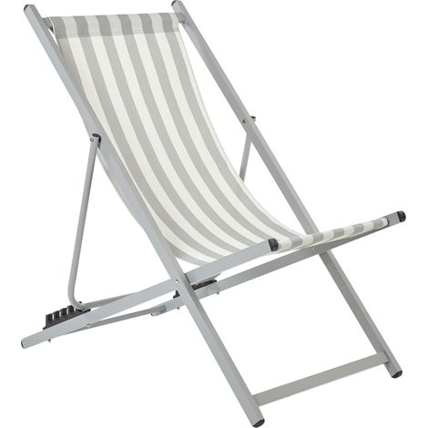 Tumbona de jardín moderna estructura de metal silla plegable asiento de hamaca blanco y gris Locri II