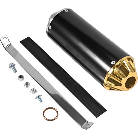 Silencieux d'échappement arrière universel pour moto - 28 mm - En acier inoxydable - Avec joint de serrage - Pour 50 cc, 70 cc, 90 cc, 110 cc, 125 cc, ATV, Dirt Pit, Quad Bike, Motocross (1/5)