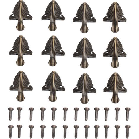 12 pièces Pieds de Boîte Élégants, Coins en Alliage Durable pour Coffre en Bois, Patins avec Vis, Protection d'Angle (1/5)