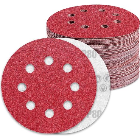 125-mm-Schleifscheiben, Körnung 80, Schleifpapier, 100 Stück, 8 Löcher, Schleifscheibe für Exzenterschleifer