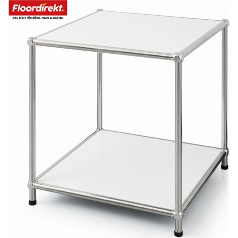 Metallregal Concept Epure MK-012 Offenes Beistell- & Aufbewahrungsregal mit 2 Ablagen Weiß