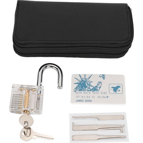 [Kit de apertura de puertas] – Juego de 30 piezas fabricado en acrílico y acero inoxidable – Candado transparente – Herramienta de capacitación para cerrajeros con estuche de transporte (1/5)