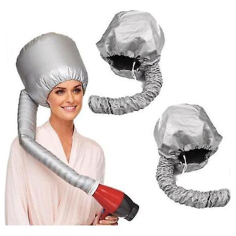 Bonnet de séchage capillaire argenté portable, cagoule pour sèche-cheveux
