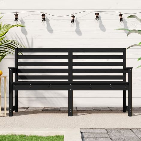Gartenbank Schwarz 159,5x48x91,5 cm Massivholz Kiefer (1/5)