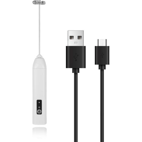 Mousseur à Lait Électrique Rechargeable à Main, Mousseur USB-C 3 Vitesses, Mixeur à Mousse Portable avec Fouet Inox Détachable pour Café Matcha Protéine (1/5)