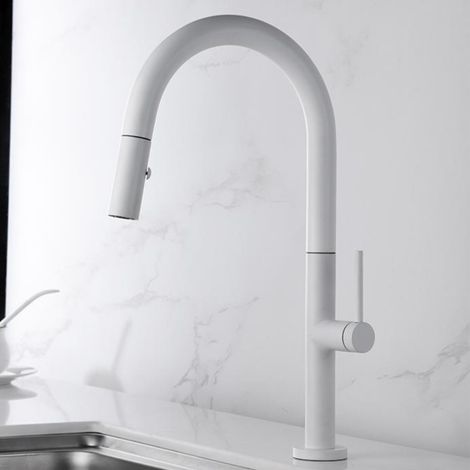 Imex -  Grifo Monomando de Cocina Extraible Blanco Serie  Samoa
