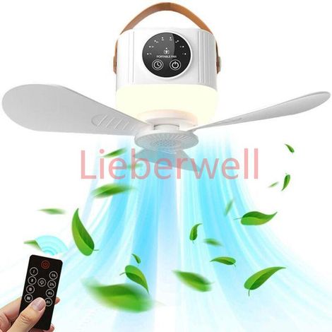 Ventilateur de plafond rechargeable avec lumière et télécommande, petit ventilateur de plafond LED portable, 4 vitesses de vent, m (1/5)