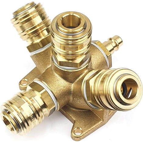 Distributeur d'air comprimé - Prise murale : fer - Raccord rapide en laiton - Distributeur d'air comprimé avec 2 raccords rapides 1/2" + boîtes de raccord 1/2" NW 7,2 - Boîte murale souple