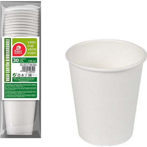 30 GOBELETS CARTON BIO CAFÉ EXPRESSO 12CL BLANC (1/3)