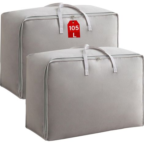 Grand Sac de Rangement Demenagement Sous Lit Penderies avec Poignées pour Drap Vêtements Linge Literie Jouet 2pièces 100l (1/4)