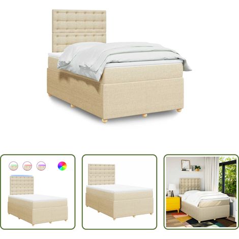 Matelas à ressorts ensachés - Sommier à lattes de lit avec matelas crème 120x190 cm tissu (1/5)