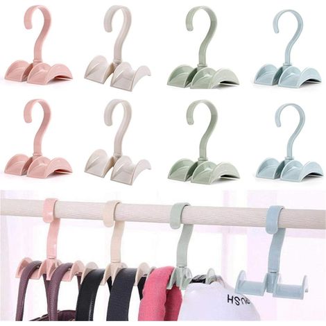 Racks de Stockage de Sacs 8 pièces Support de Sac de Garde-Robe Rotatif Multifonction créatif, Non marquant, antidérapant, Gain de Place, Cintre en Plastique Durable pour Un Usage Domestique-Fei Yu (1/5)