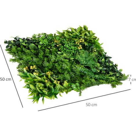Panel de pared vegetal artificial 12 piezas 50 x 50 cm con protección UV y efecto cortavientos (1/5)