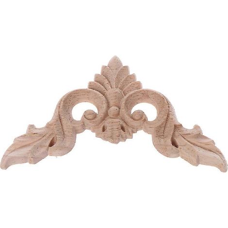 Ensemble de 4 appliques d'angle en bois sculpté à motif floral, non peintes, pour armoire ou cabane. (1/4)