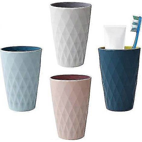 Gobelet de salle de bain 2025, en plastique, design nordique, robuste et résistant aux chocs, convient aux adultes, adolescents et enfants. Lot de 4 (8 × 12 × 5 cm). (1/5)