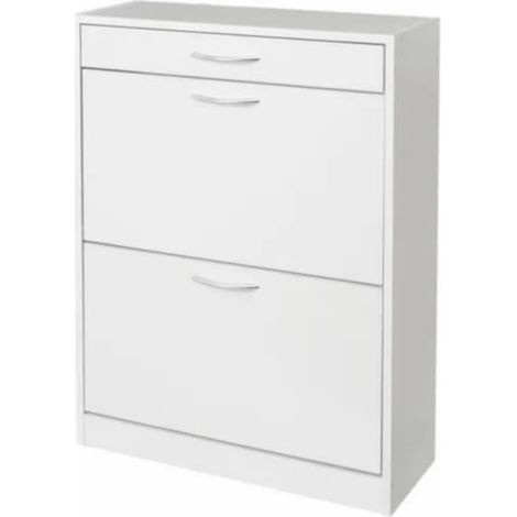 Meuble à chaussures, armoire à chaussure coloris blanc - Longueur 60 x Profondeur 24 x Hauteur 80 cm (1/4)