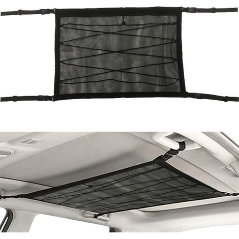 78x53 cm Car Storage Net, Car Roof Net, Interior Hanging Storage Bag Organizer, with Zipper, for SUV, Jeep, Van(Black)