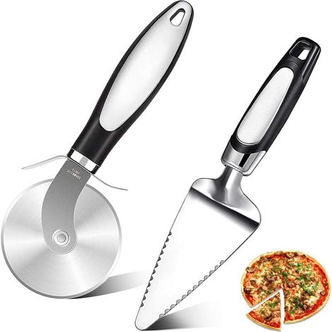Roulette Pizza, Coupe Pizza et Pelle à Tarte, Couteau Pizza avec Poignée en Silicone et Lames en Acier Inoxydable avec Couvercle de Protection (1/5)