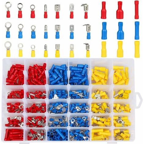 Cosse Electriques,Cosses Electriques pour Voiture,Connecteur Electrique,Assortiment Connecteurs Isoées sertissage 480Pcs, (1/5)