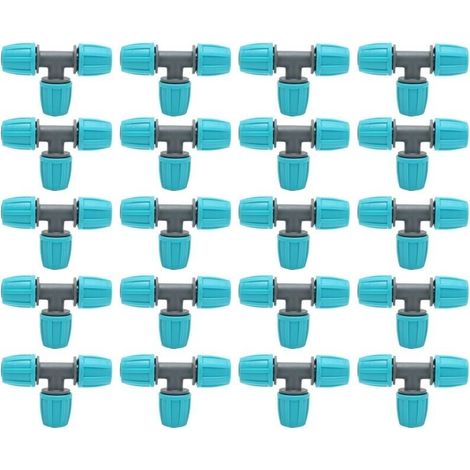 Lot de 20 té tuyau connecteur 16mm en PE – Raccord rapide pour irrigation – Dimensions 9.3x6 cm – Résistant à l'usure et à la corrosion