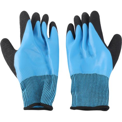 Guantes aislantes para electricistas, resistentes a una tensión de 400 V, fabricados en caucho ignífugo, aislantes y con protección óptima contra el agua de 360°. (1/5)