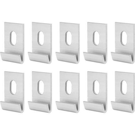 10pcs Clips de Base de Serre Sliver Fixations métalliques J Clips Fixations Attaches Kit Tool Attachement de Base,Clips Metal Serre, Clips de base,Accessoire pour serre (Silver) (1/5)