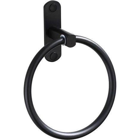 CSPARKV (16×10×10cm)Black Aluminum Round Towel Ring for Bathroom