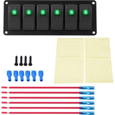 12-24V 6 Interrupteurs à Bascule pour Voiture Camping-car Bateau Yacht Marin LED Vert (1/5)