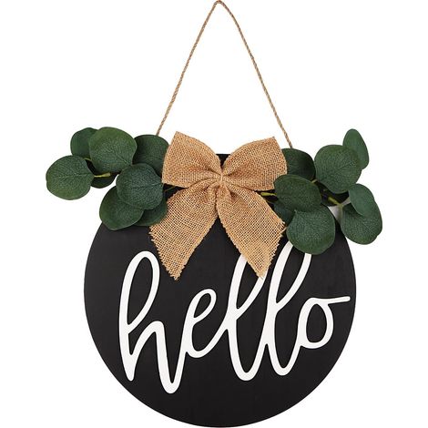 Panneau Porte En Bois - 30 x 30 cm - Avec Nœud En Toile De Jute - Décoration Extérieure Pour Porte D'Entrée - 1 Pièce (1/5)