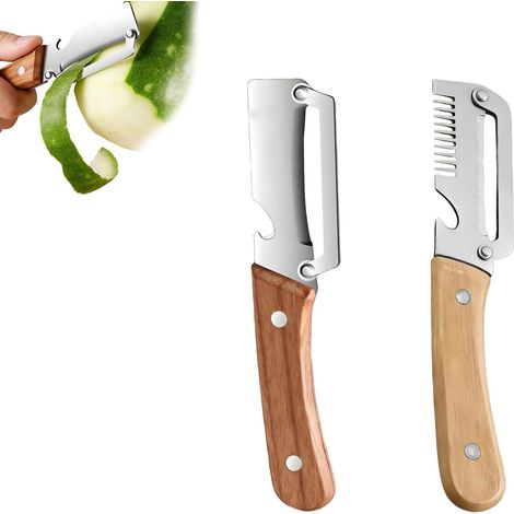 Eplucheur Multifonction, Set Éplucheur Multifonction de Légumes, Avec Ouvre-Bouteilles et Couteau Pour Ciboulettes, Matériel en Acier Inoxydable, Ustensile de Cuisine (Ensemble mixte de 2 pièces) (1/5)