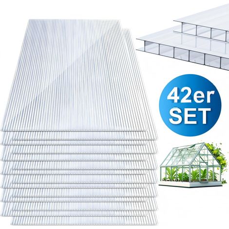 TolleTour 42 lastre alveolari in policarbonato trasparente da 4 mm, 60,5 x 121 cm, 30,75 m² (1/5)