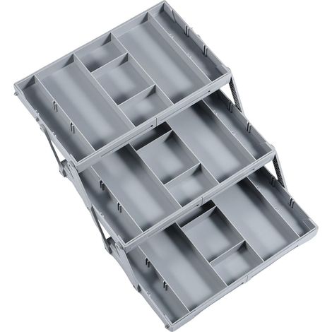 Organiseur de tiroir pliable à plusieurs niveaux avec compartiments réglables - Plateaux rangement extensibles pour fournitures bureau, gadgets cuisine, ustensiles, bijoux, maquillage (3 3 脡tages (1/5)