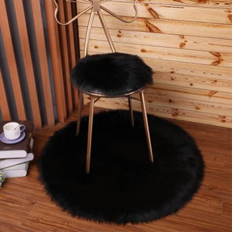 Coussin de siège rond et doux 35 x 35 cm, housse de chaise confortable, tapis rond - Noir/S