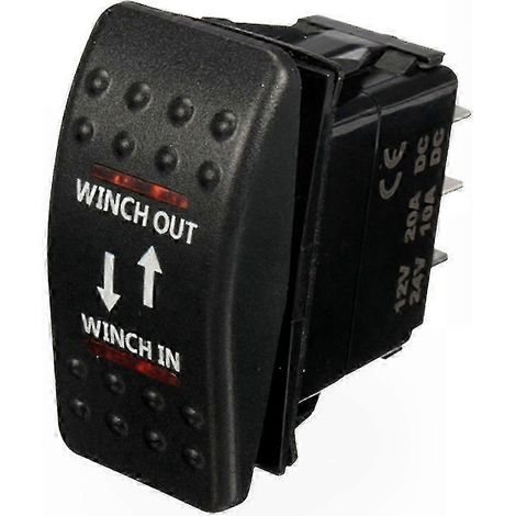 Treuil 12V 20A Interrupteur à Bascule LED Rouge 7 Broches ON-OFF-ON pour Commande de Treuil Équipement 4x4 (1/4)