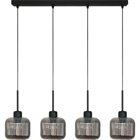 Hängeleuchte mit LED-Streifen für die Küche, Graphit, schwarze Schirme, 4xE27, Beka Grau 15-001 (1/5)