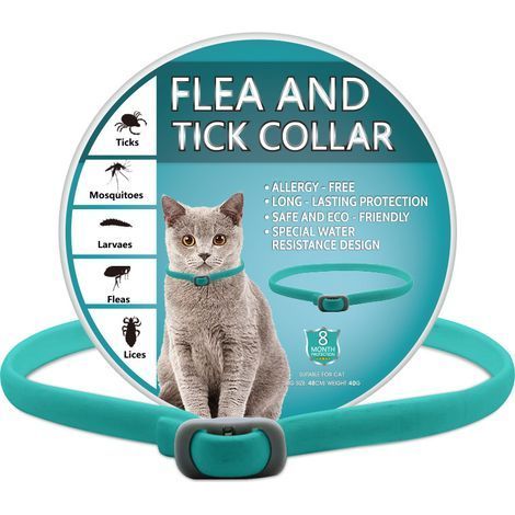 Confezione da 2 collari antipulci e zecche realizzati con oli essenziali di origine vegetale – 38 cm – 1 mese di protezione – Per cani e gatti – Disponibili in 10 colori
