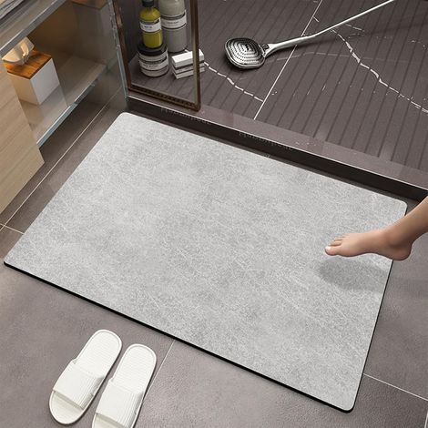 Aoki Ash-60 x 90 cm Tapis de bain Diatomite doux antidérapant en caoutchouc souple absorbant à séchage rapide pour salle de bain ou cuisine (1/5)