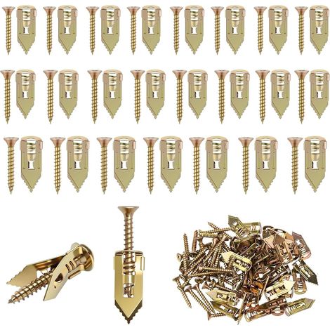 66 Pièces Ancrages Autoperceuses pour Cloison Sèche  Chevilles Kit Cheville Placo pour Kit de Montage Cloisons Sèches, Meubles Fixes, Bricolage, Fixation Stable Sans Perçage (1/5)