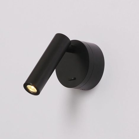 Aplicación de Pared LED Interior 3W 3000K Lámpara de Lectura de Cabecera con Interruptor Foco Ajustable para Dormitorio Salón Hotel Leer, Aluminio, Negro (1/4)