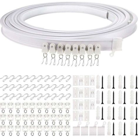 YMYNY Rail De Plafond Pliable Rail De Rideau Incurvé Montage De Rideau De Plafond Flexible Rail De Fenêtres Courbes Pour Rail De Rideau Avec Système De Rail Rideau Lit Diviseur-5 Mètres (1/4)